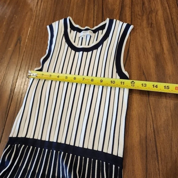 Jason Wu Sleeveless Blue White Stripe pleated knit Swing Mini dress XS - Picture 5 of 13